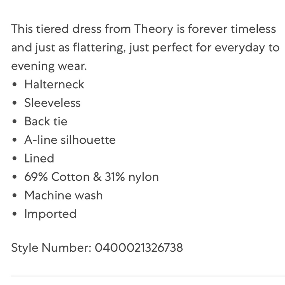 Theory Halter Tier Mini Dress in Black Tech Lawn Size Medium - Picture 12 of 13
